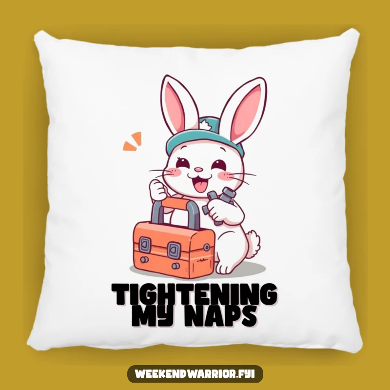 Funny Rabbit Mechanic Pillow: Cozy Bunny Repair Cushion, Comfy Gift