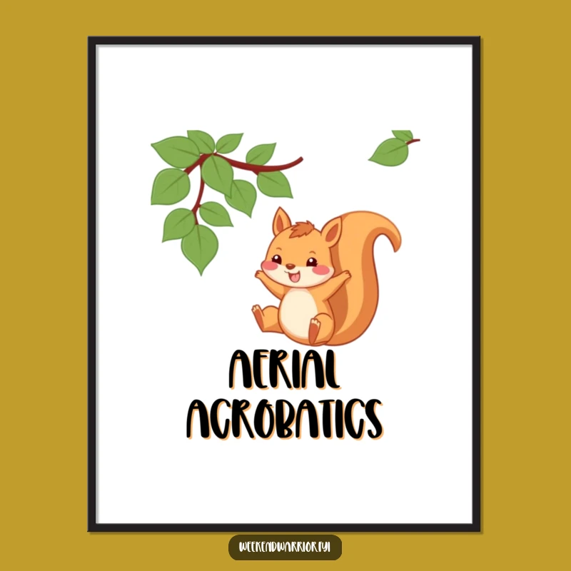 Funny Squirrel Vine Digital Art: Playful Swinger's Print, Instant Gift