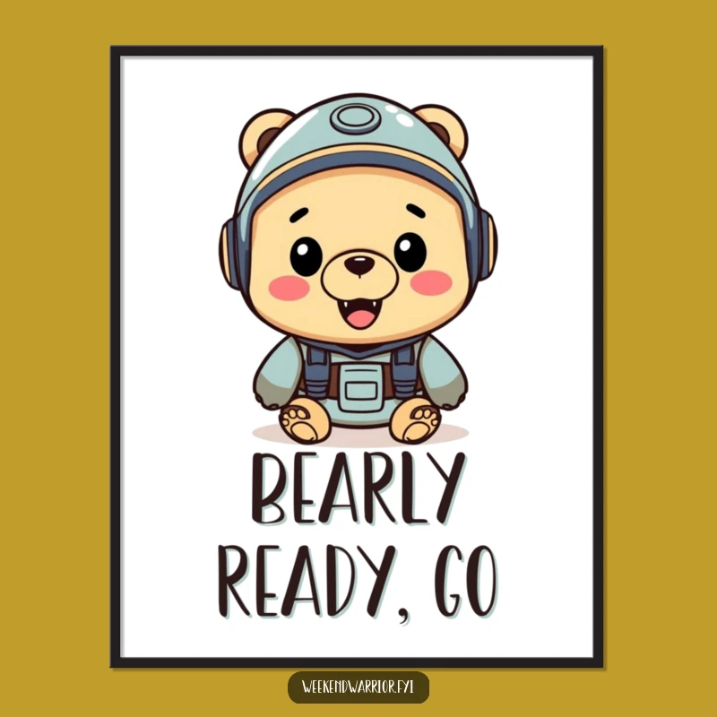 Funny Adventure Bear Digital Art - Instant Explorer Download Gift