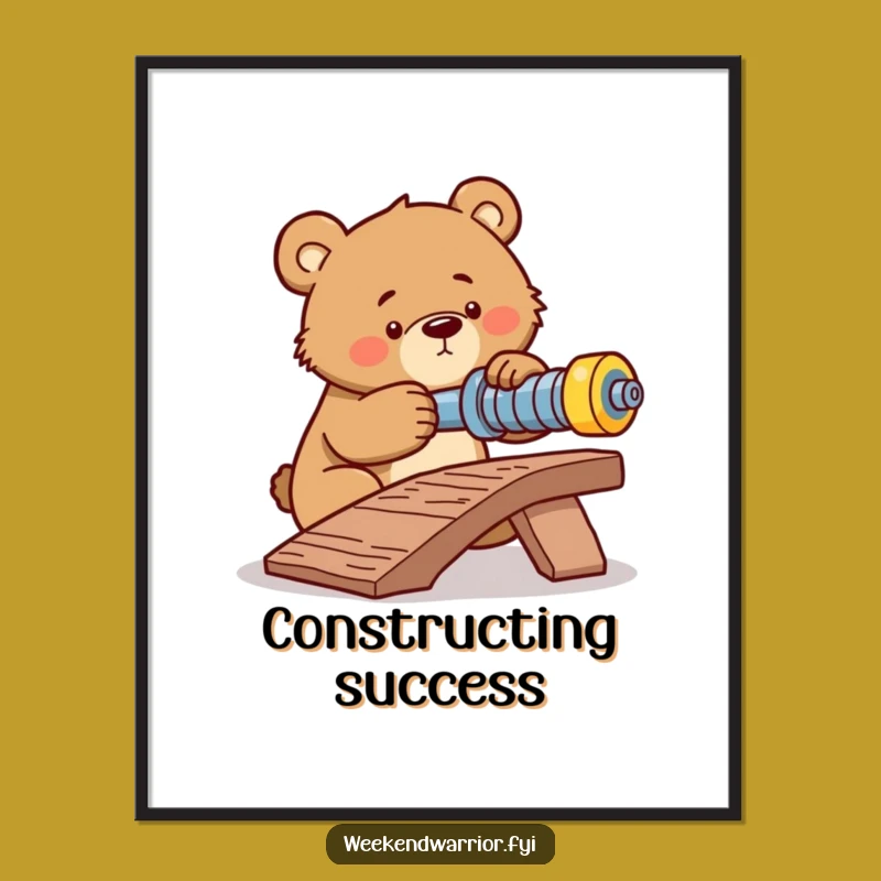 Funny Determined Bear Digital Art: Instant Focus for Your Walls!