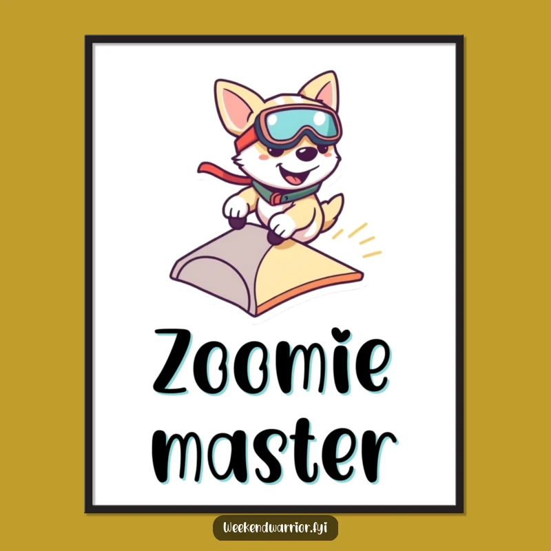 Funny Dog Zipping Digital Art: Instant Speedy Canine Decor, a Perfect Funny Gift