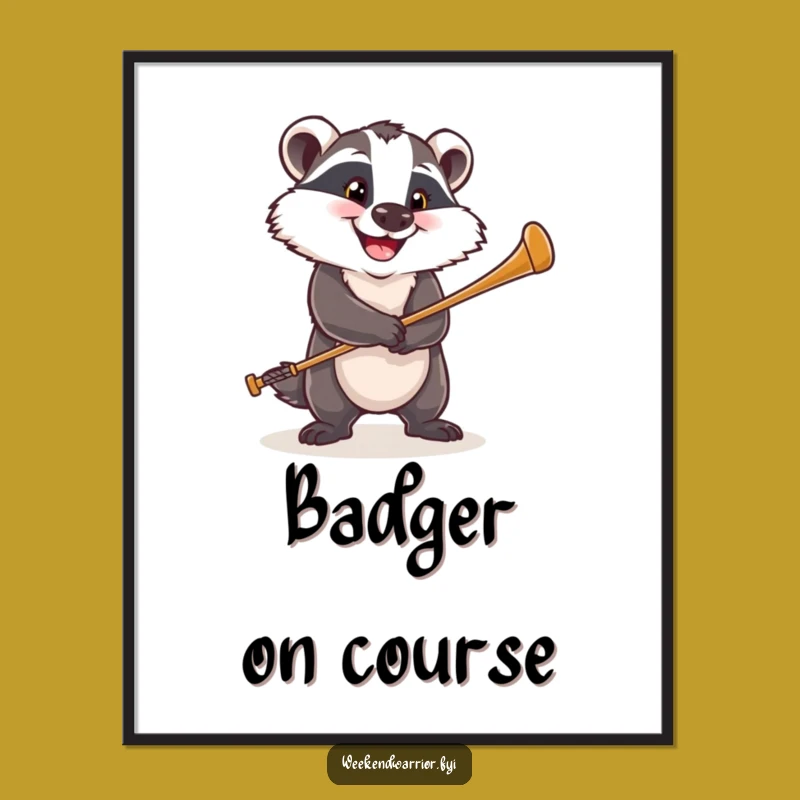 Funny Golf Badger Digital Art - Instant Golfer Download Gift