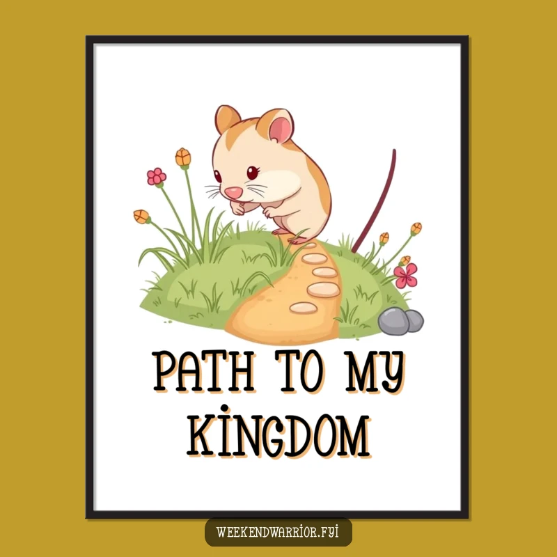 Funny Hamster Exploring Tiny Path Digital Art - Hilarious Whimsical Decor for Any Room