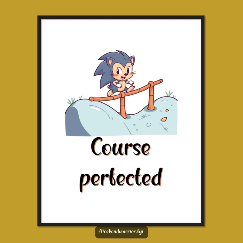 Funny Hedgehog Obstacle Digital Art: Determined Navigator Wall Decor Gift