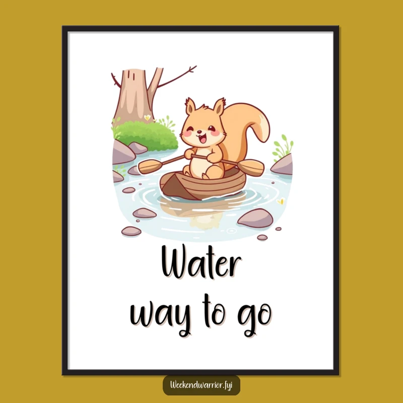 Funny Kawaii Squirrel Digital Print - Hilarious River Decor