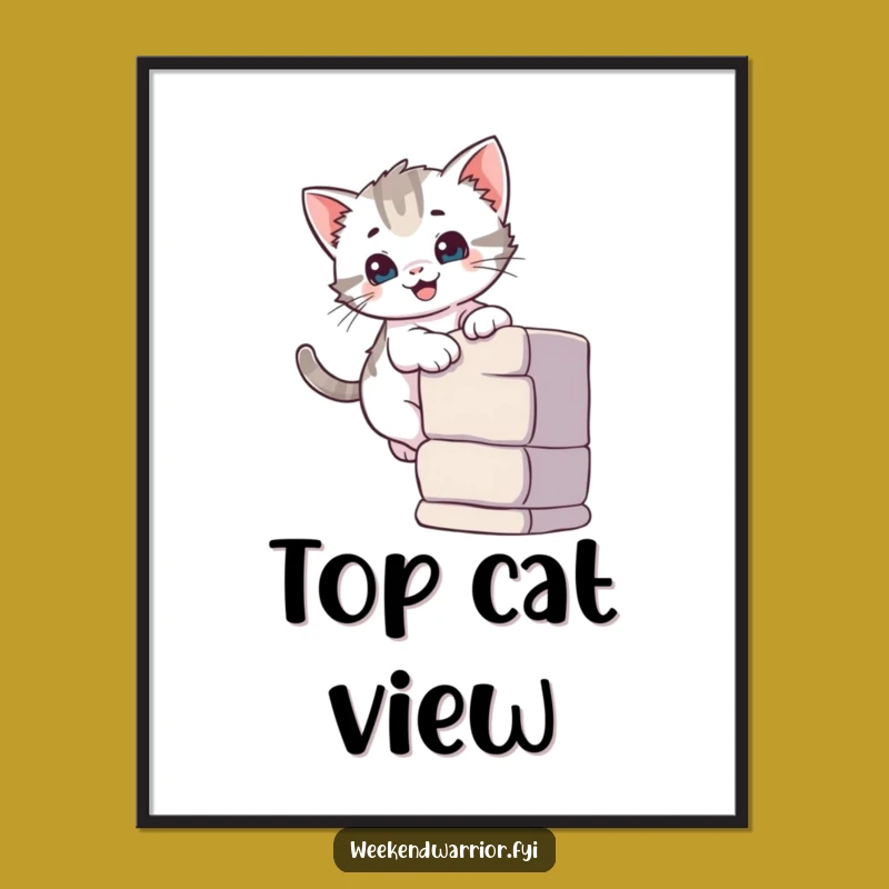 Funny Kitten Climber Digital Art: Instant Adorable Cat Decor, a Perfect Funny Gift