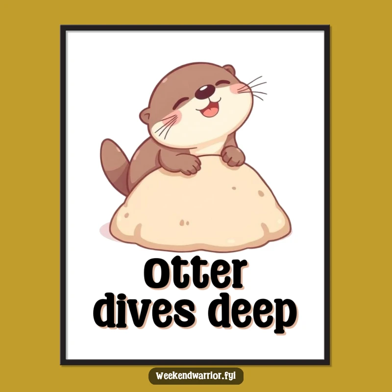 Funny Otter Headbutt Digital Art Print - Gleeful Dive Art