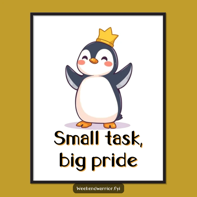Funny Penguin Success Art Print - Hilarious Achievement Digital Gift
