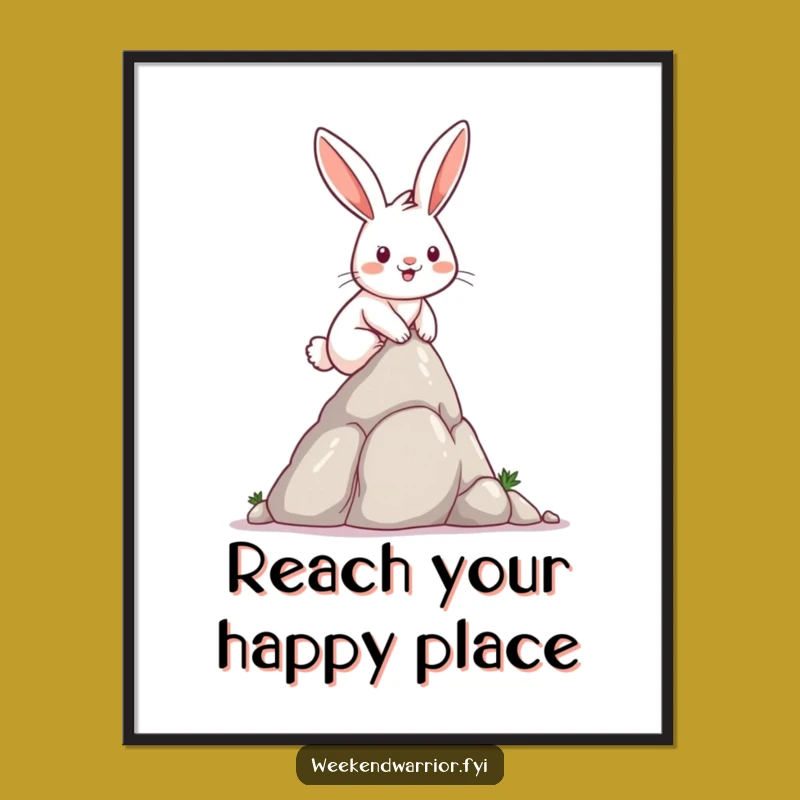 Funny Rabbit Digital Art: Determined climber print, inspirational home decor.