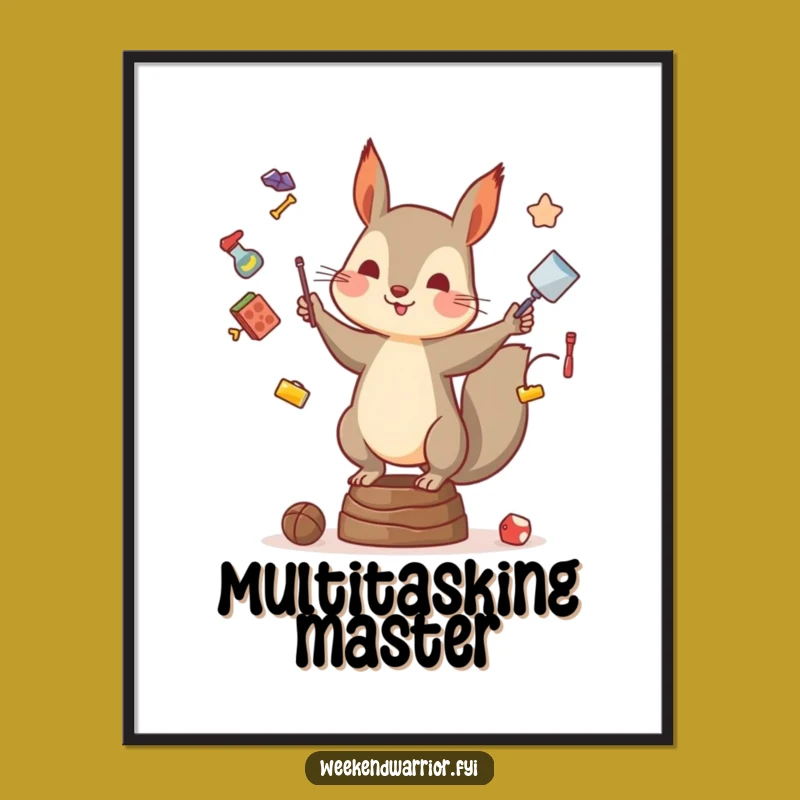 Funny Squirrel Digital Art: Juggling Instant Download, Hilarious Wall Decor Gift