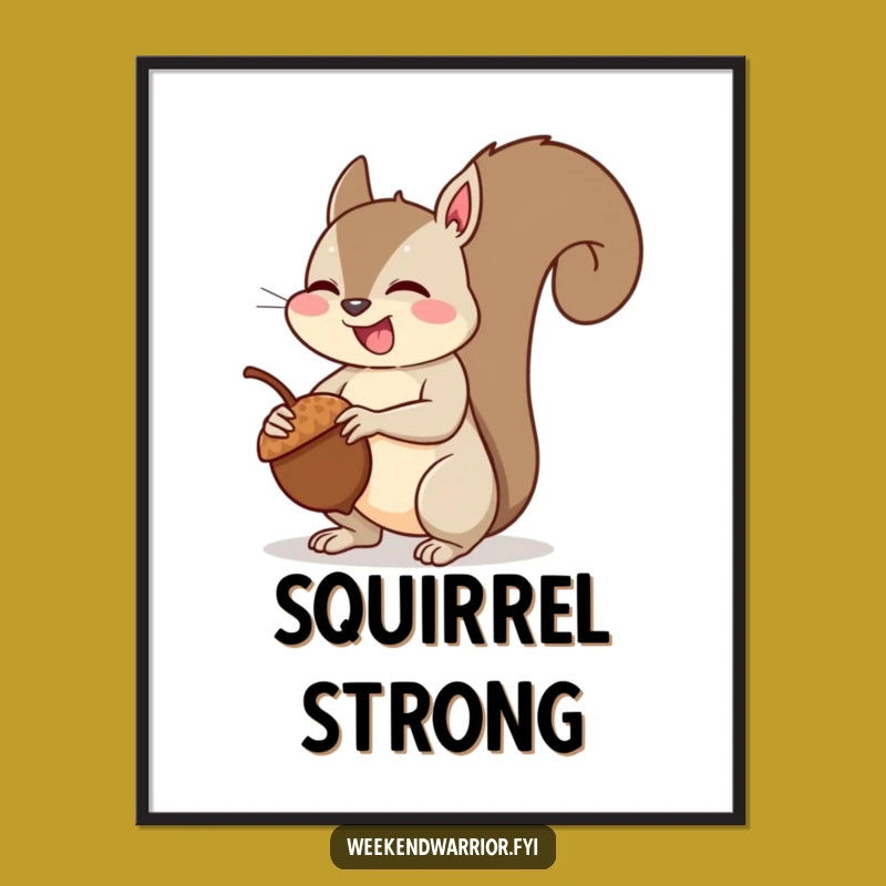 Funny Squirrel Muscle Digital Art: Instant Giggling Squirrel Download, Fun Gift