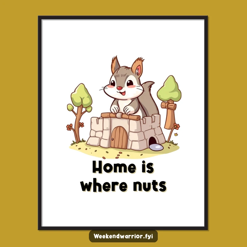 Funny Builder Art Print: Squirrel Fort for Instant Decor!