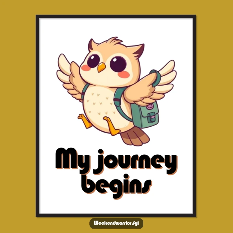 Funny Owl Adventure Digital Print: Whimsical Wall Art for Explorers