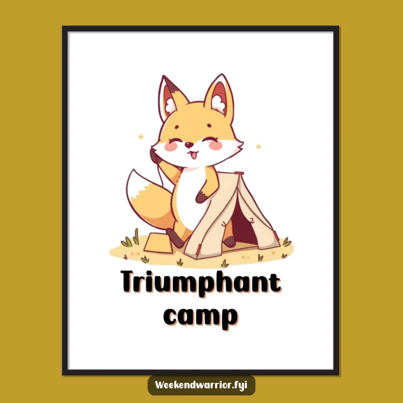 Funny Kawaii Fox Tent Digital Art - Instant Adventure for Your Walls