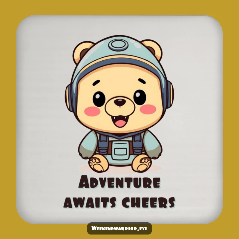 Funny Adventure Bear Coaster - Explorer Drink Accessory Gift