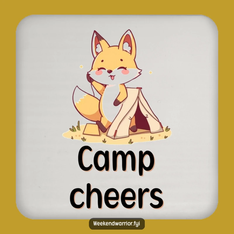 Funny Kawaii Fox Tent Coaster - Protect Surfaces with Cheerful Outdoor Spirit