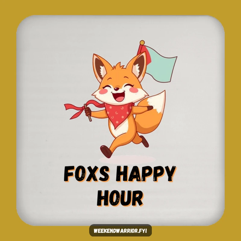 Funny Fox Running Flag Coaster - Festive Drinks with Joy