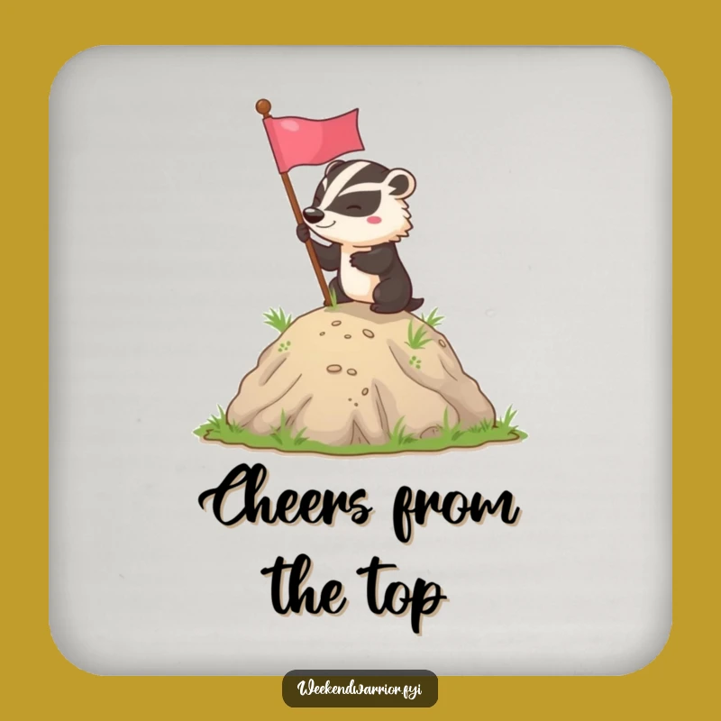 Funny Badger Flag Planting Coaster: Protect Surfaces with Badger Art, Gift