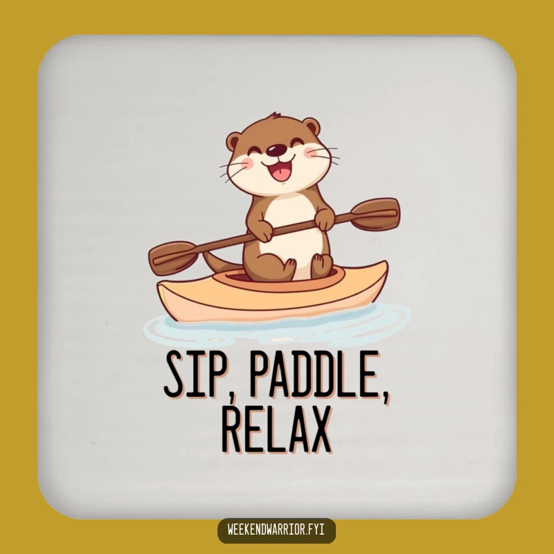 Funny Otter Kayak Coaster Set: Protect Surfaces with Humor, Perfect Funny Gift for Drink Lovers