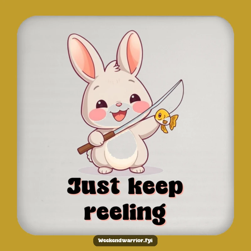 Funny Rabbit Fishing Coaster - Protect Surfaces with Humor Gift