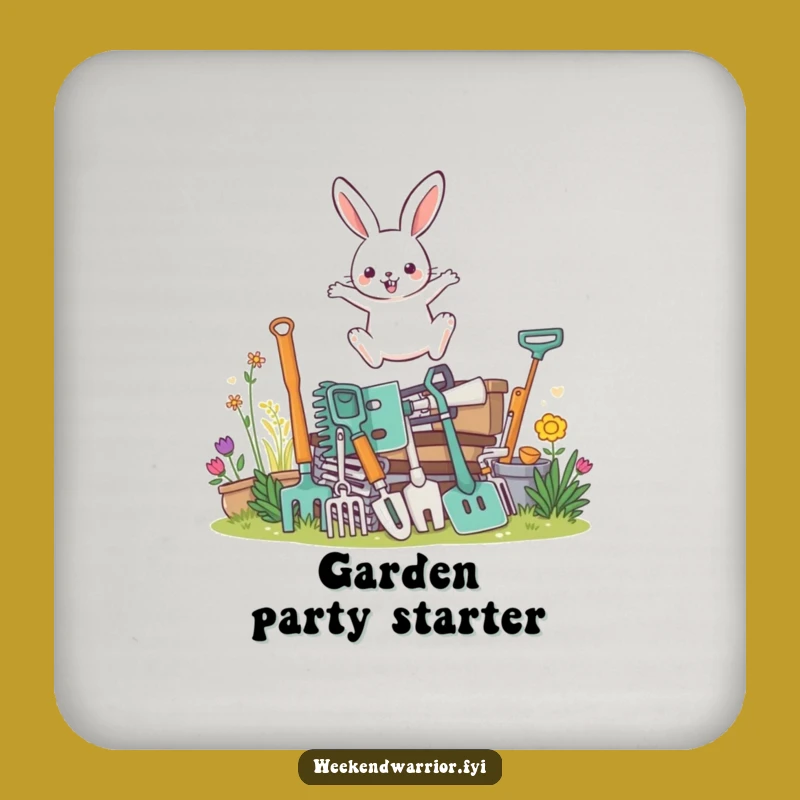 Funny Rabbit Gardener Coasters: Protect Surfaces with Humorous Leaping Style