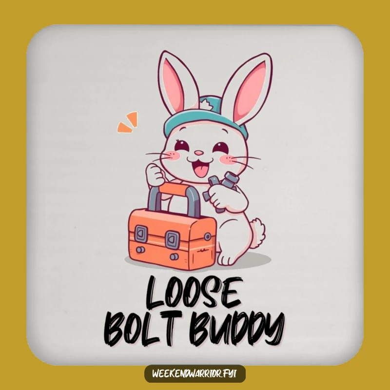 Funny Rabbit Mechanic Coaster Set: Bunny Tool Protection, Quirky Gift