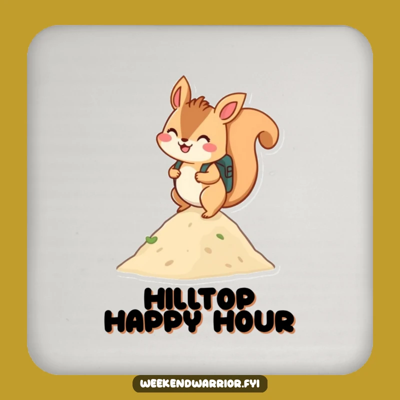 Funny Squirrel Hiker Coaster Set: Adventure Protection, Quirky Gift