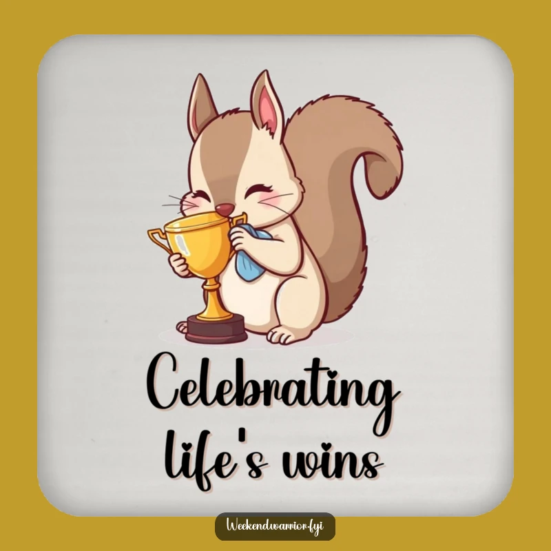 Funny Squirrel Trophy Coaster - Hilarious Protection for Your Surfaces