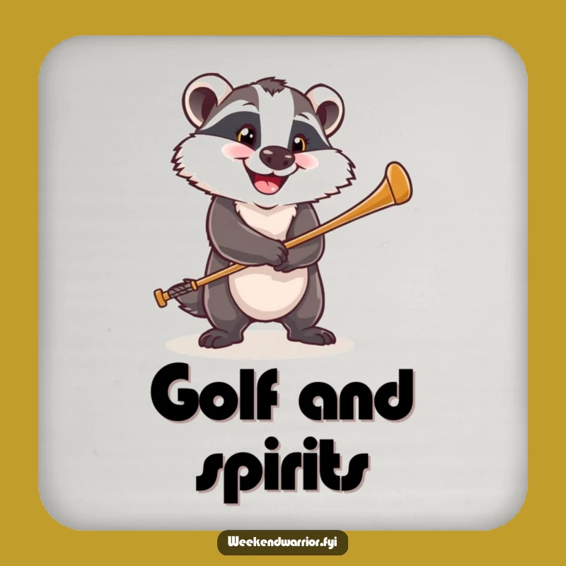 Funny Golf Badger Coaster - Golfer Drink Accessory Gift
