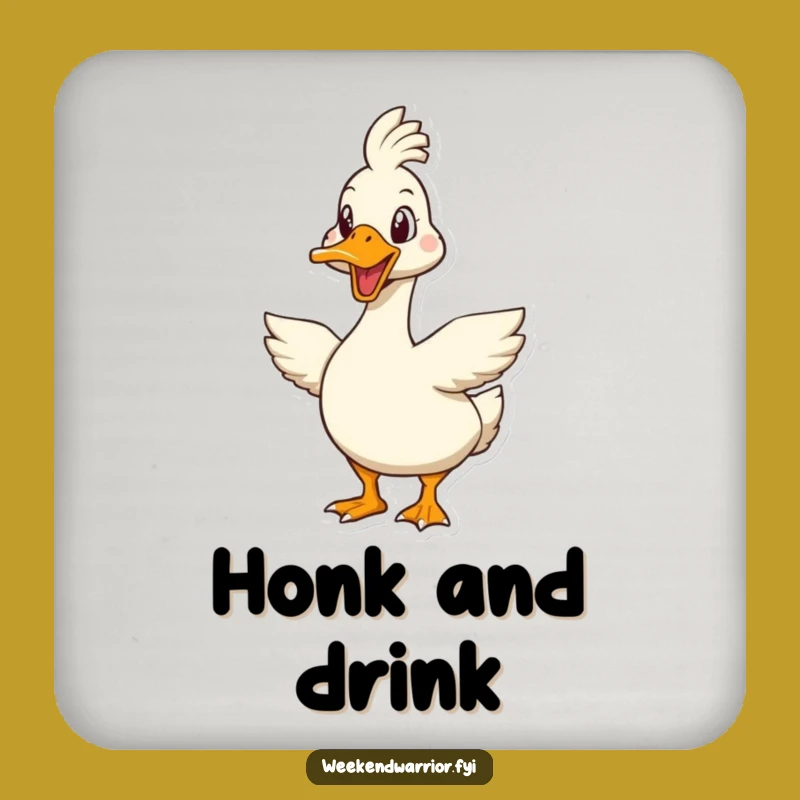 Funny Goose Challenge Coaster: Protect Surfaces with Bird Brain Humor