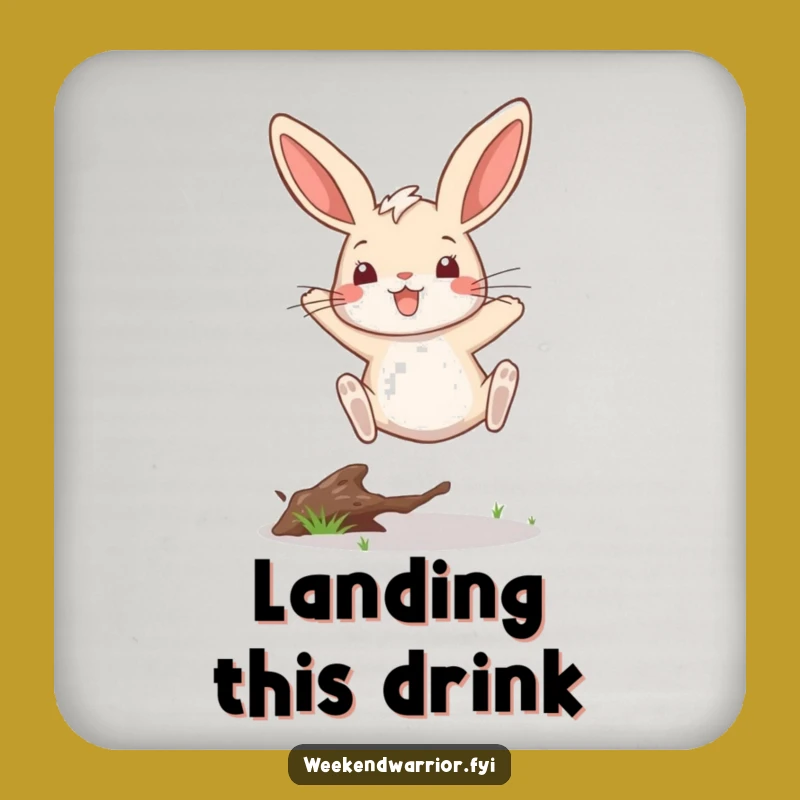 Funny Rabbit Leap Coaster A Protective Victorious Bunny Gift