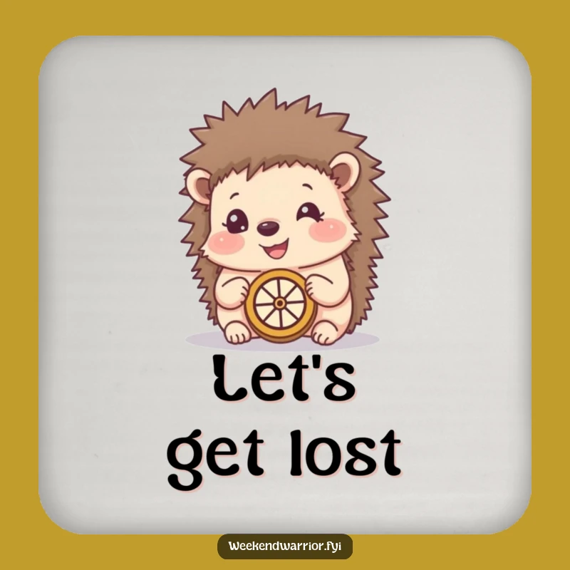 Funny Happy Hedgehog Compass Coasters - Set of Whimsical Drink Savers Gift