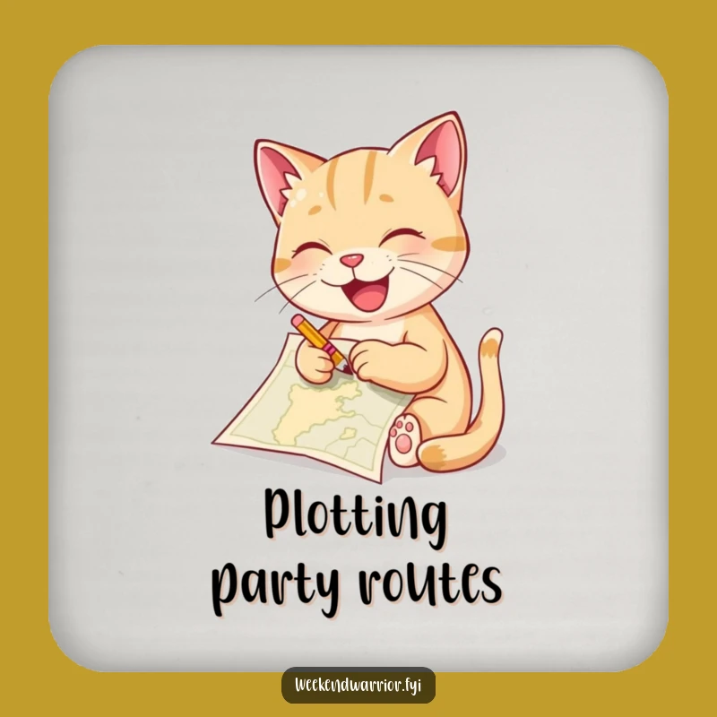 Funny Cat Sketching Drink Coaster - Hilarious Artist Cat Protection for Surfaces