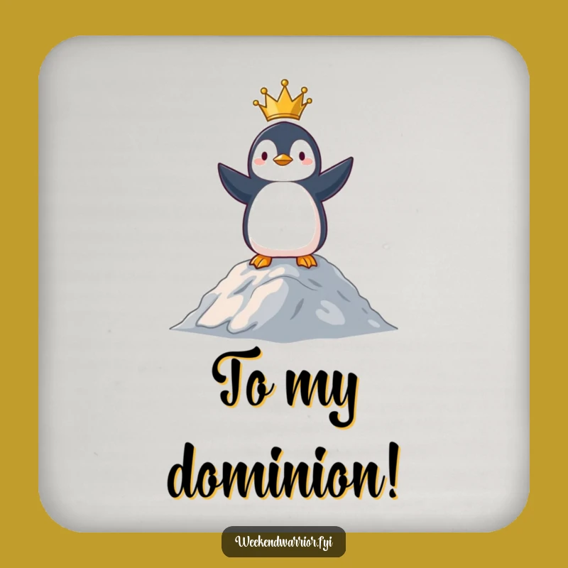 Funny Penguin King Coaster Set: Victorious Drink Mats, Hilarious Animal Accessory Gift