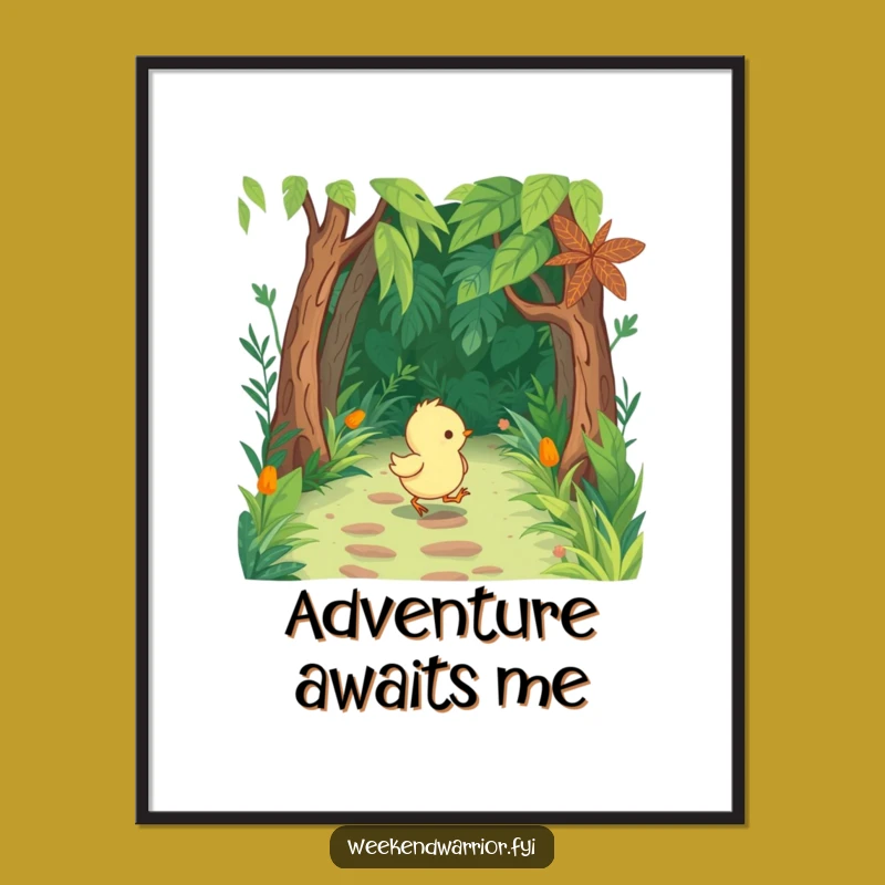 Funny Chick Jungle Poster: Tiny Boots Marching Wall Art, Unique Gift Idea