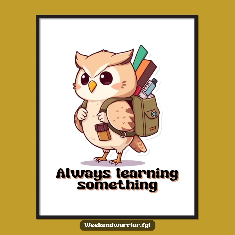 Funny Kawaii Owl Poster - Curious Explorer Art for Adventurous, Humorous Decor