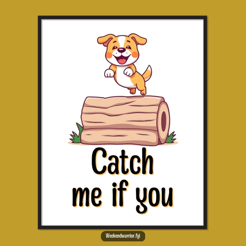 Funny Dog Jump Poster: Cheerful Canine Acrobat Art