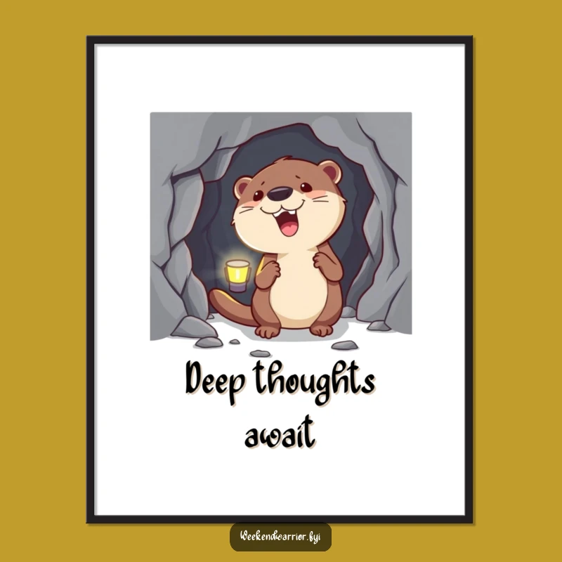 Funny Otter Cave Explorer Poster: Hilarious Headlamp Adventure Wall Art, Gift Idea