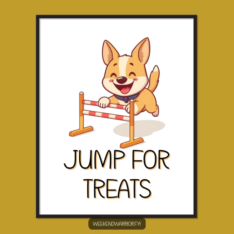Funny Dog Obstacle Course Poster: Happy Pooch Art, Quirky Gift
