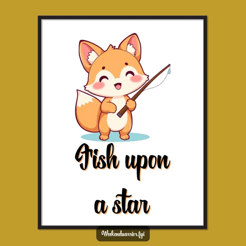 Funny Fox Poster: Exciting Kawaii Fishing Wall Art