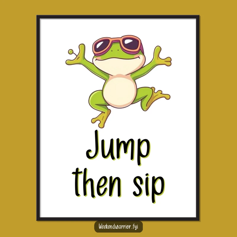 Funny Frog Jump Art Poster - Hilarious Goggle Frog Motivational Gift