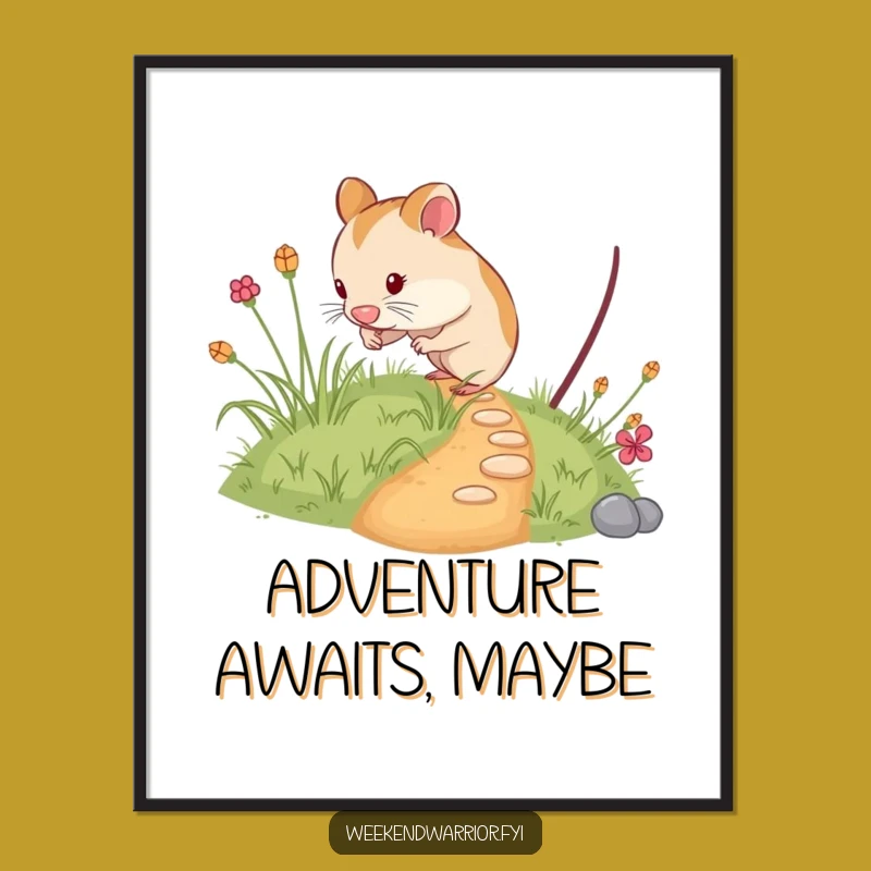 Funny Hamster Exploring Tiny Path Poster - Hilarious Wall Art for Adventurous Souls