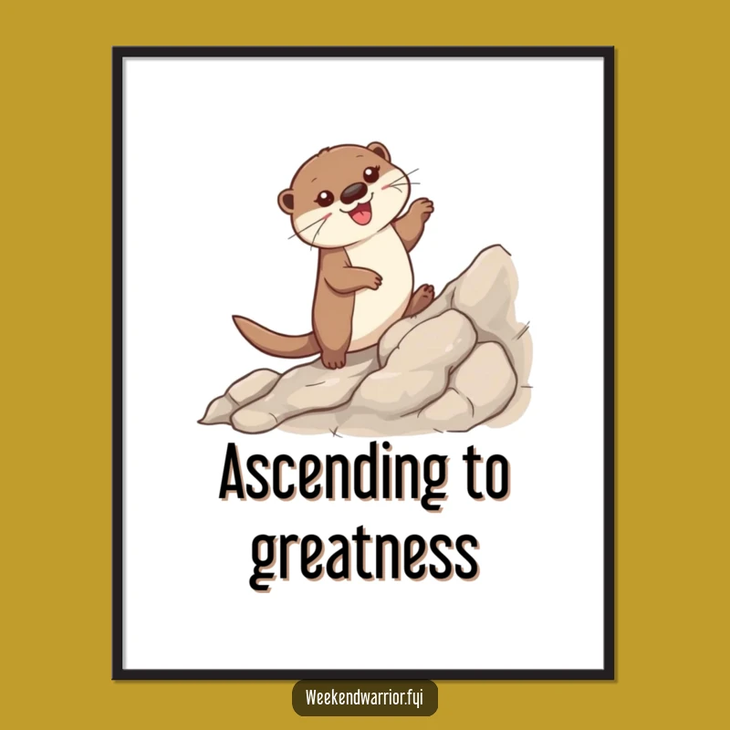 Funny Otter Climbing Poster: Inspiring Wall Art, Hilarious Animal Decor Gift