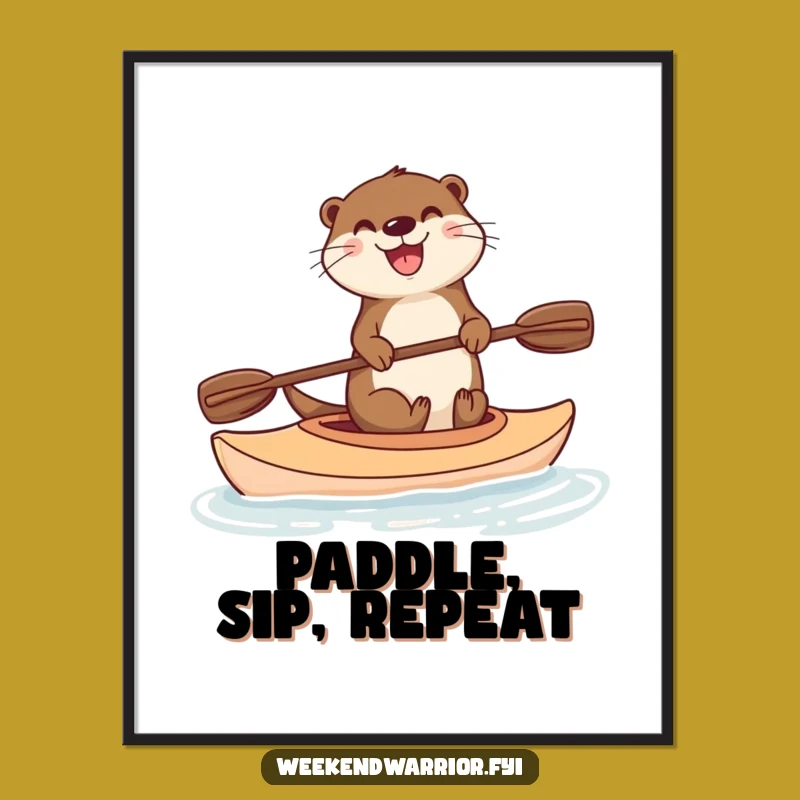 Funny Otter Kayak Poster: Vibrant Wall Art, Perfect Funny Gift for Nature and Humor Enthusiasts