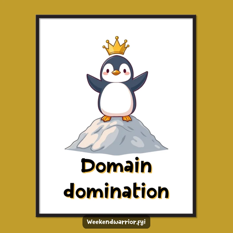 Funny Penguin King Poster: Victorious Wall Art, Hilarious Animal Decor Gift