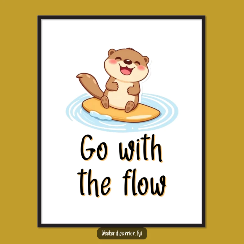 Funny Otter Paddleboard Poster: Happy Water Goer Wall Art Gift