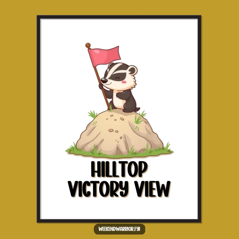 Funny Badger Flag Planting Poster: Determined Badger Art, Inspiring Gift