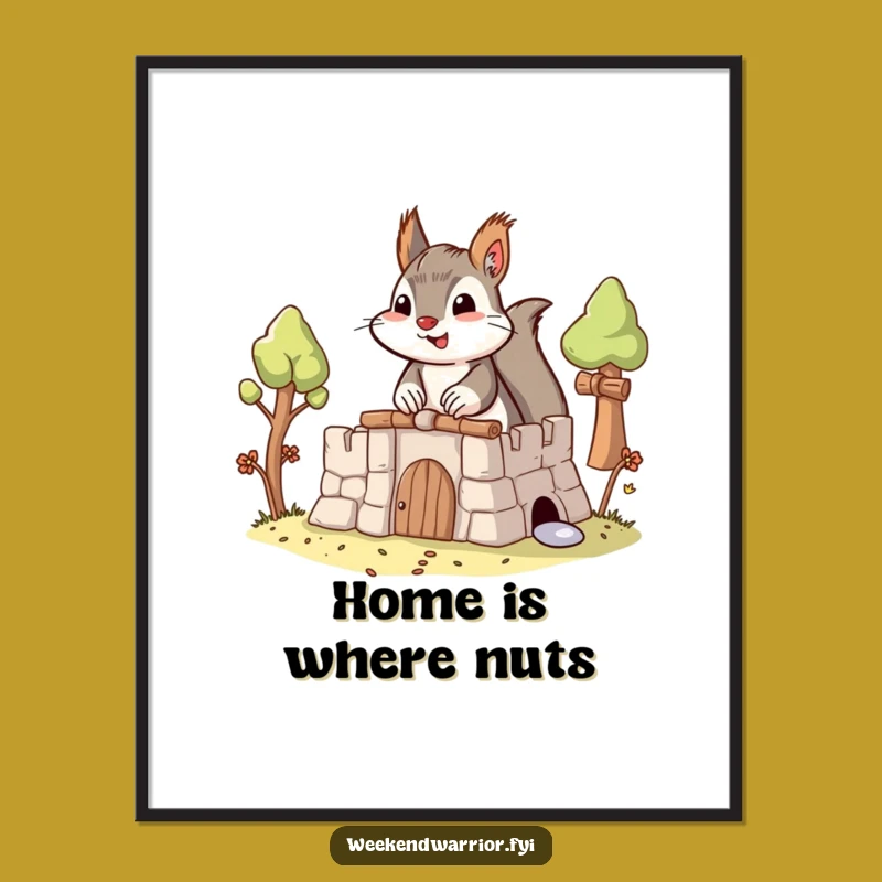 Funny Squirrel Fort Poster: Determined Builder Artwork