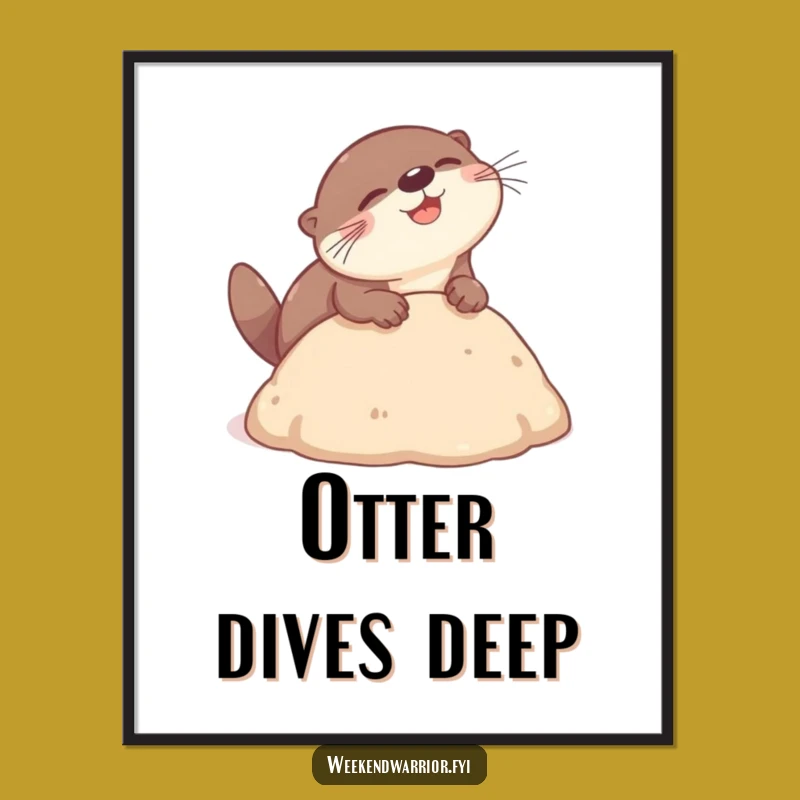 Funny Otter Headbutt Poster - Gleeful Dive Art