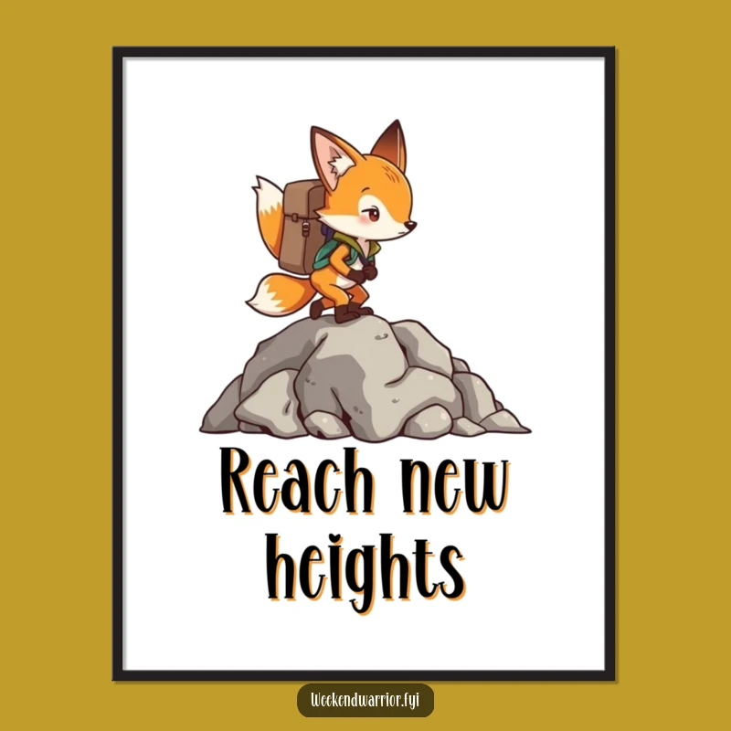 Funny Fox Climbing Poster: Determined Adventurer Wall Art, Unique Gift Idea